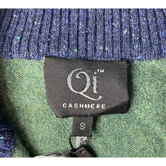 1-38 QI CASHMERE Men's Sweater 1/4 Zip Henley 100% Cashmere Small - Picture 7 of 14